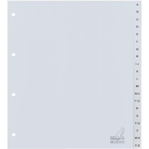 Intercalaire Kangaro G420AZ-B A4 4 perforations 20 onglets A-Z Large PP gris