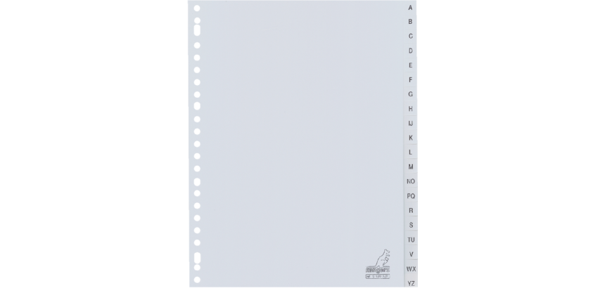 Tabbladen Kangaro 23-gaats G420AZM 20-delig alfabet grijs PP