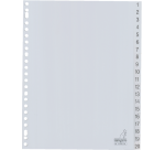 Intercalaire Kangaro G420CM A4 23 perforations numéro 1-20 PP gris