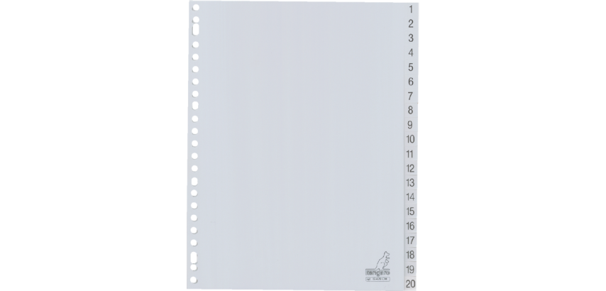 Kangaro G420CM A4 Divider 23 Holes Number 1-20 PP Gray
