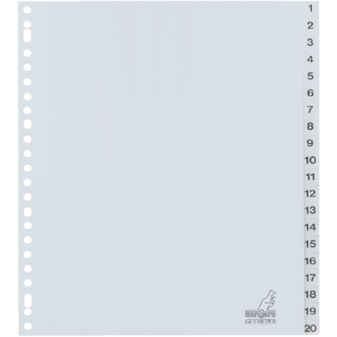Intercalaire Kangaro G420CM-B A4 23 perforations numéro 1-20 Large PP