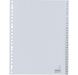 Intercalaire Kangaro G431CM A4 23 perforations numéro 1-31 PP gris