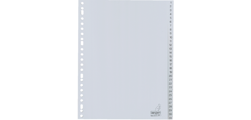 Kangaro G431CM A4 Divider 23 Holes Number 1-31 PP Gray