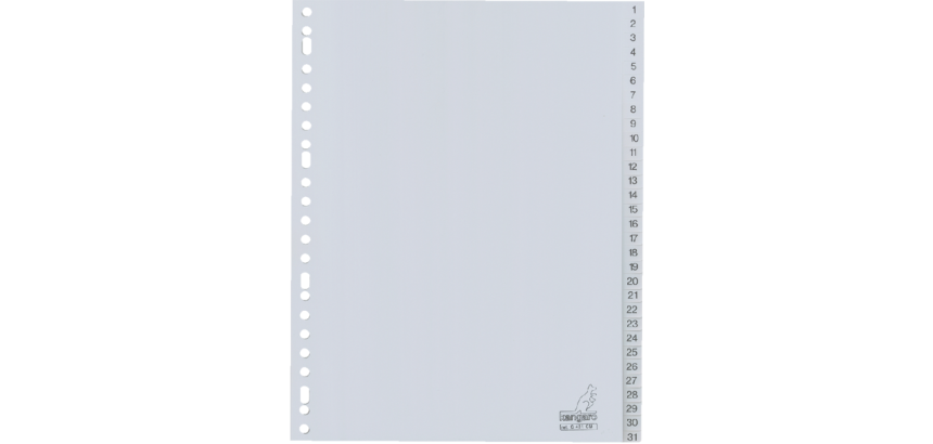 Intercalaire Kangaro G431CM A4 23 perforations numéro 1-31 PP gris
