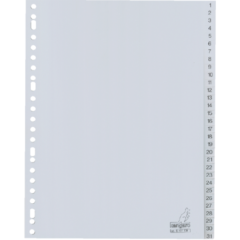 Intercalaire Kangaro G431CM A4 23 perforations numéro 1-31 PP gris