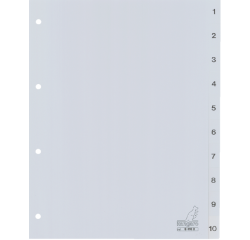 Intercalaire Kangaro G410C A4 4 perforations numéro 1-10 PP gris