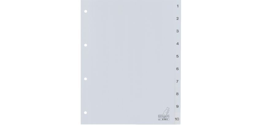 Kangaro G410C A4 Divider 4 Holes Number 1-10 PP Grey