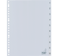 Intercalaire Kangaro G410CM 23 perforations numéro 1-10 PP gris