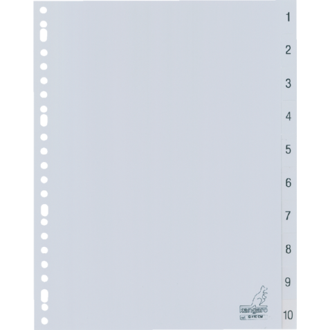 Intercalaire Kangaro G410CM 23 perforations numéro 1-10 PP gris