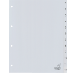 Intercalaire Kangaro G412C A4 4 perforations numéro 1-12 PP gris