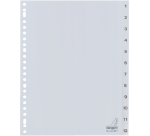 Intercalaire Kangaro G412CM A4 23 perforations numéro 1-12 PP gris