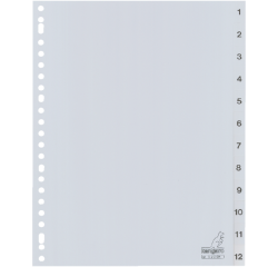 Intercalaire Kangaro G412CM A4 23 perforations numéro 1-12 PP gris