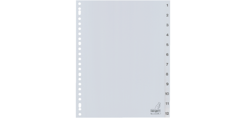 Kangaro G412CM A4 Divider 23-hole number 1-12 PP gray