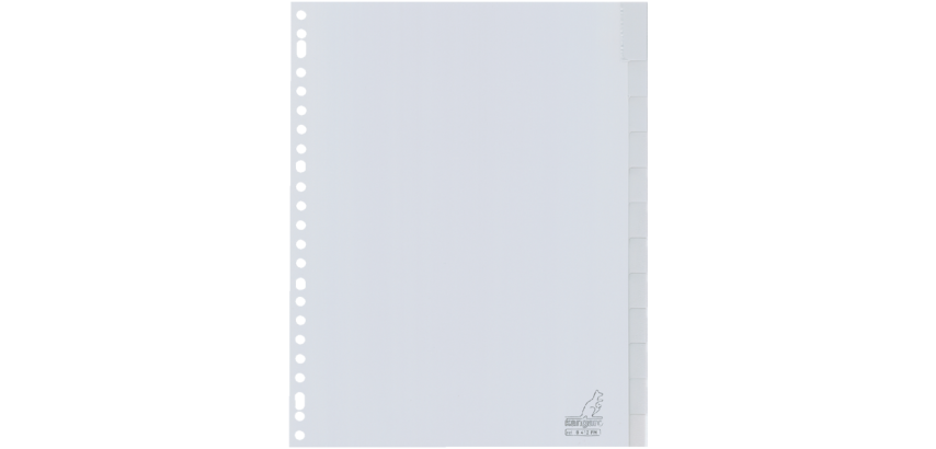 Kangaro Zwischenblatt G412FM A4 23 Löcher 12 Register + Fenster PP Grau