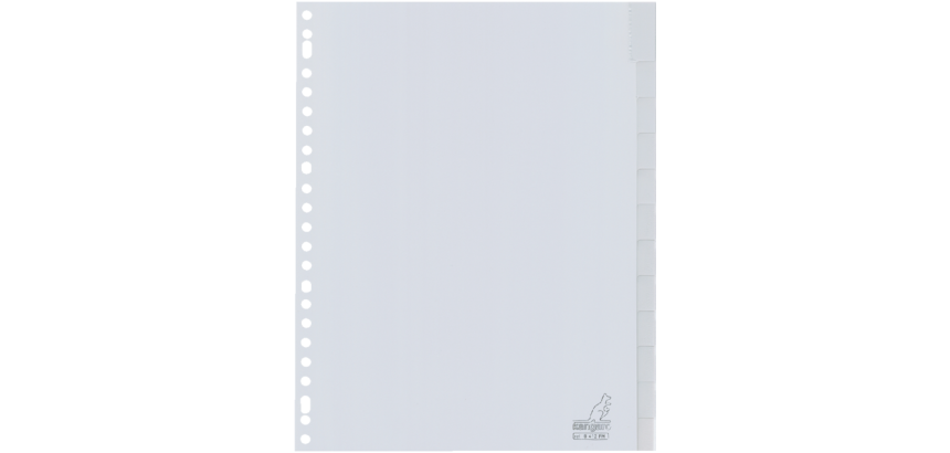 Intercalaire Kangaro G412FM A4 23 perforations 12 onglets + fenêtre PP gris