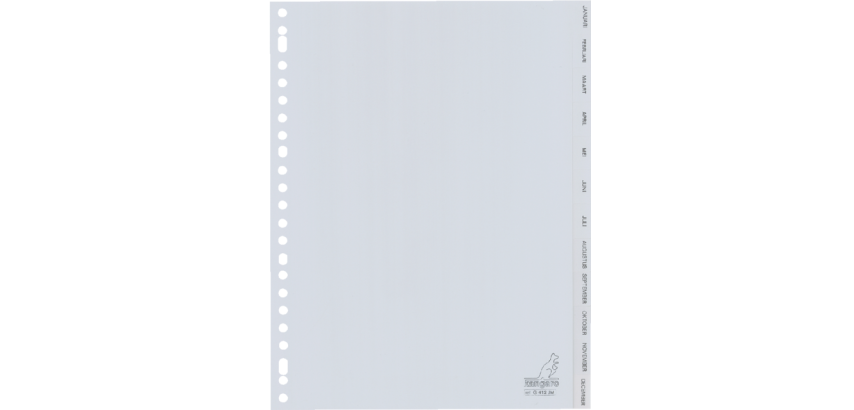 Kangaro G412JM A4 Divider 23 Holes 12 Tabs Months PP Gray