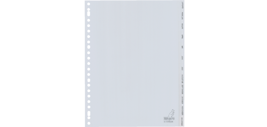 Intercalaire Kangaro G412JM A4 23 perforations 12 onglets mois PP gris