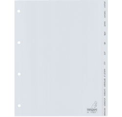 Intercalaires Kangaro 4 perf G412J 12 onglets mois PP gris