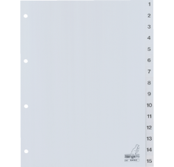 Intercalaire Kangaro G415C A4 4 perforations numéro 1-15 PP gris