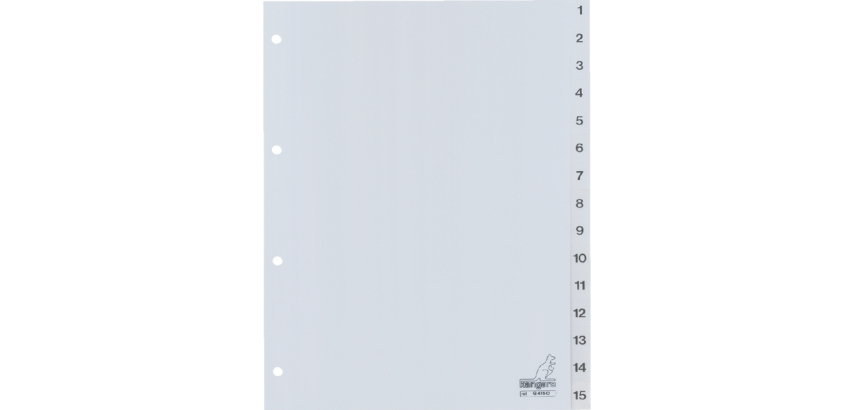 Kangaro G415C A4 Divider 4 Holes Number 1-15 PP Gray