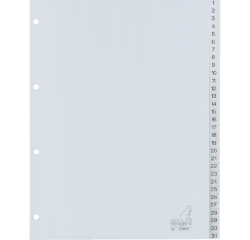 Intercalaire Kangaro G431C A4 4 perforations numéro 1-31 PP gris