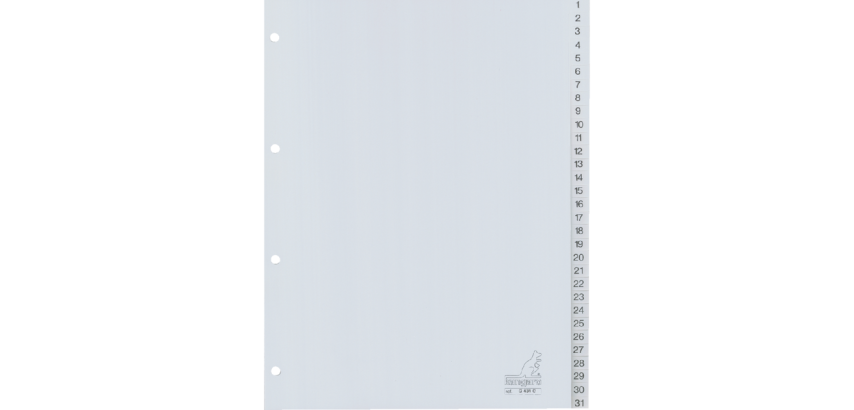 Kangaro G431C A4 Index Divider 4 Holes Number 1-31 PP Gray