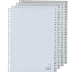 Intercalaire Kangaro G4100CM A4 23 perforations numéro 1-100 PP gris