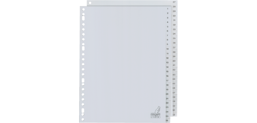 Intercalaire Kangaro G452CM A4 23 perforations numéro 1-52 PP gris
