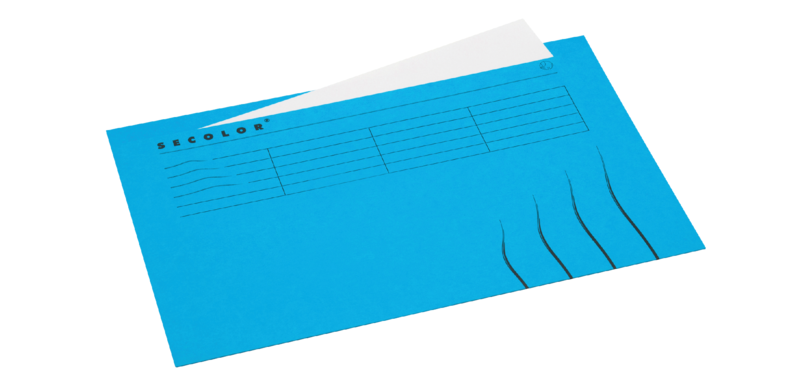 Vouwmap Secolor met tabrand Folio 100% gerecycled karton 250gr Blauw