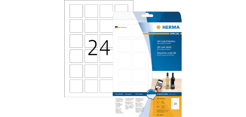 HERMA QR code label 9642 40x40mm white 600 pieces