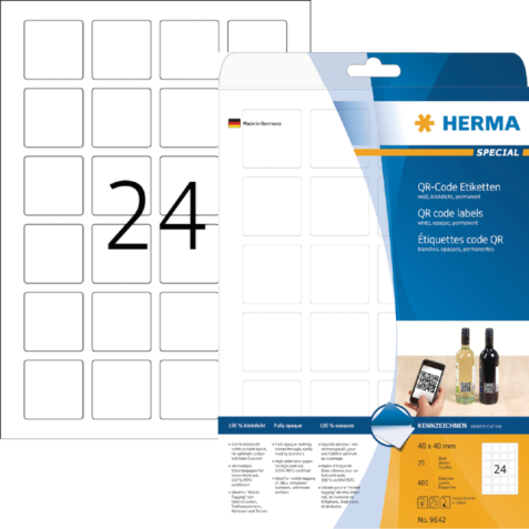 Etiket HERMA 9642 40x40mm QR-code wit 600stuks