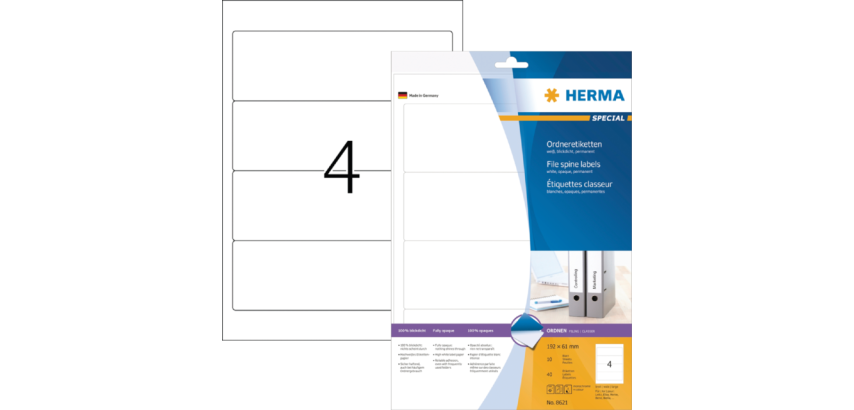 HERMA Spine Label 61x192mm wide adhesive white