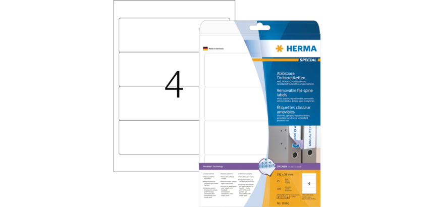 Étiquette dorsale HERMA 59x192mm amovible large blanc