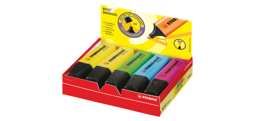 Markeerstift STABILO BOSS Original 70/10 assorti 4 kleuren doos à 10 stuks