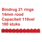 Reliure GBC 14mm 21 anneaux A4 rouge 100 pièces
