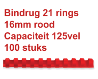 Reliure GBC 16mm 21 anneaux A4 rouge 100 pièces