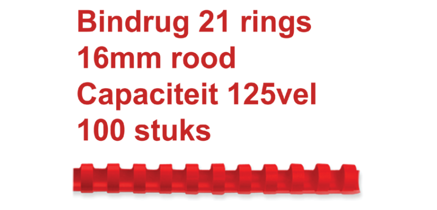 GBC Binding 16mm 21 Rings A4 Red 100 Pieces