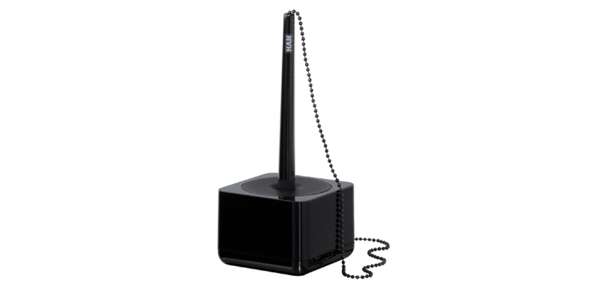 Stylo bille de comptoir Han i-Line socle et chaîne Medium noir