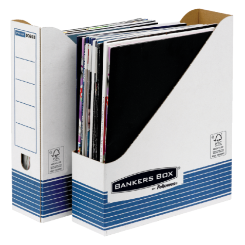 Tijdschriftcassette Bankers Box System A4  wit blauw