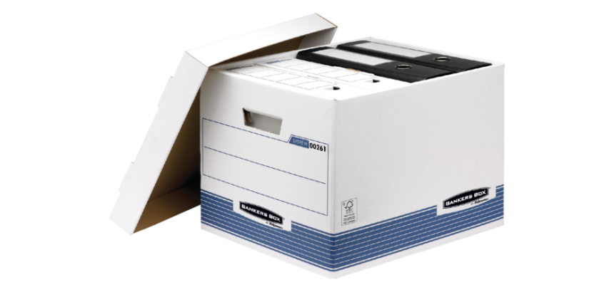 Archiefdoos Bankers Box System standaard wit blauw
