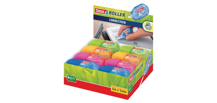 Roller correcteur tesa® ecoLogo® mini 5mmx6m assorti 16 pièces