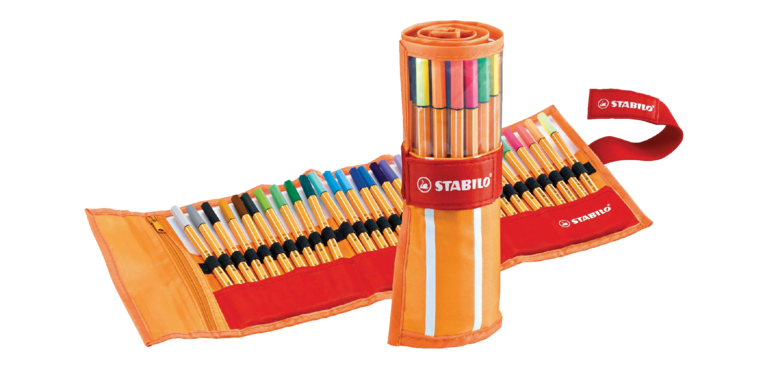 STABILO point 88/30 Fineliner orange/red roll-up case 30 assorted pieces