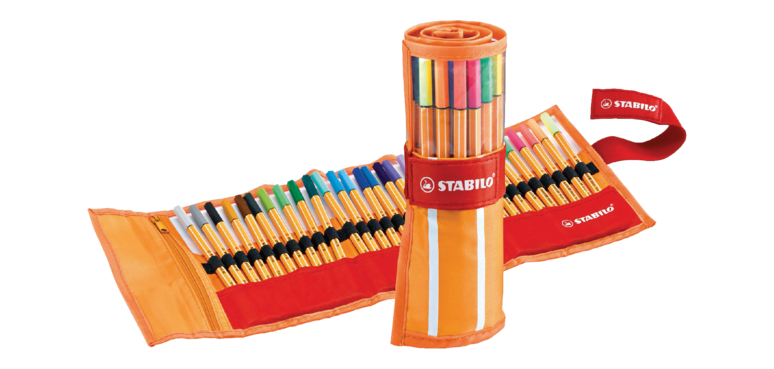 Fineliner STABILO point 88/30 rollerset oranje/rood fijn assorti 30st