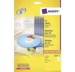 Etiquette CD Avery L6043-25 blanc 50 pièces