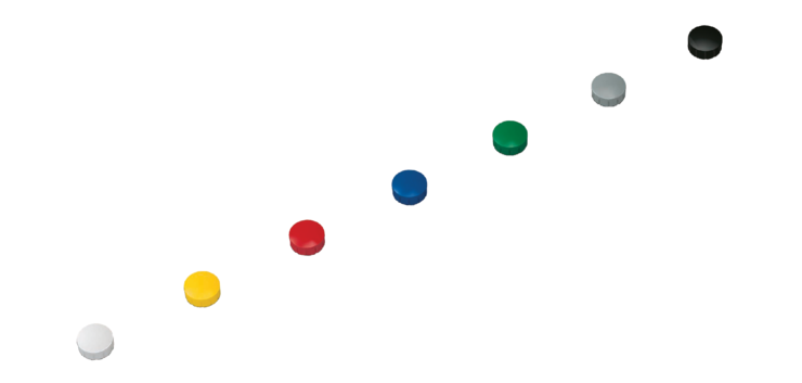 Plots magnetische Haltemagnete Ø 15mm Solid Maul sortiert - Packung mit 10