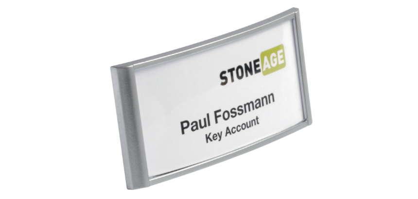 Badge Durable 8540 classic avec aimant 30x65mm gris argenté
