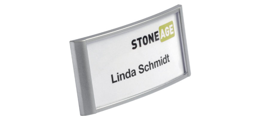 Badge Durable 8542 classic avec aimant 34x74mm gris argenté