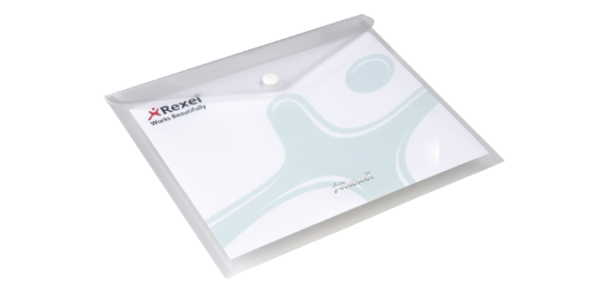 Rexel Ice Druckknopfmappe A5 transparent 5 Stück
