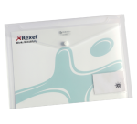 Pochette de rangement à pression avec porte carte A4 Rexel Ice incolore - Paquet de 5