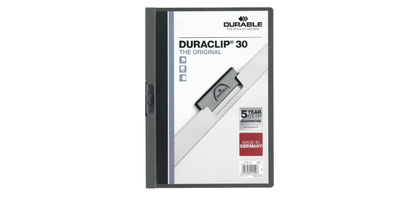 Klemmap Durable Duraclip A4 3mm 30 vellen antraciet/grijs